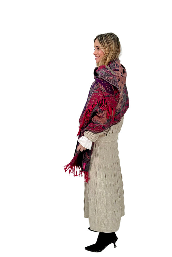 PASMINA MULTICOLOR ROJO