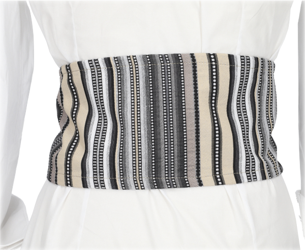 Fajin rayas tonos grises y beige