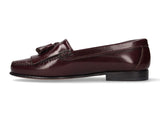 Mocasín Mujer Flecos y Borlas Burdeos