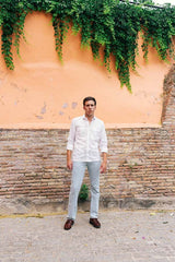 Camisa cubana lino blanco