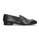 Navy Double Buckle Moccasin