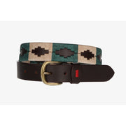 GREEN/BEIGE EMBROIDERED BOY'S BELT