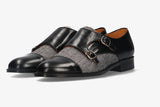 Zapato Doble Hebilla Espiga Negro