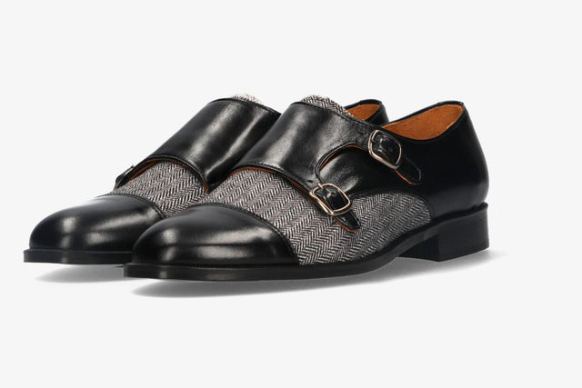 Zapato Doble Hebilla Espiga Negro