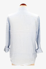 Camisa botón lino celeste