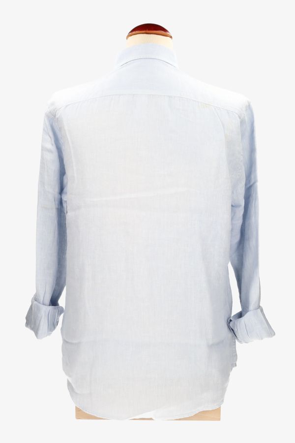Camisa botón lino celeste
