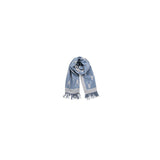 Bufanda Reversible con Estampado de Ciervo Azul/Gris