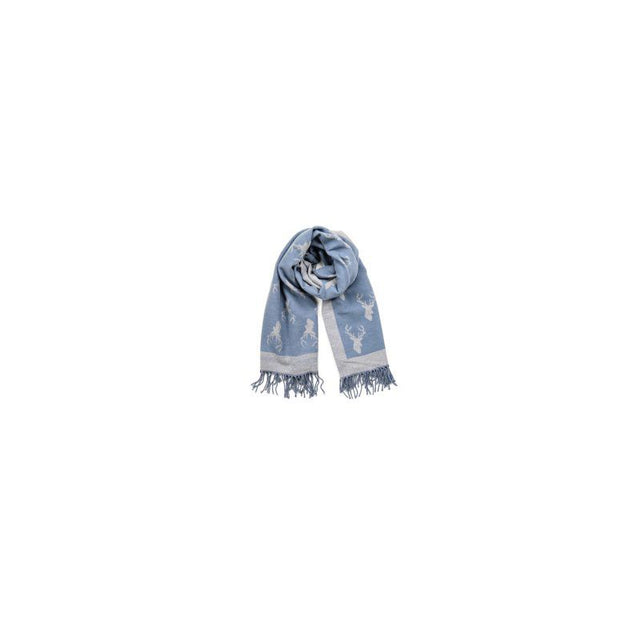 Bufanda Reversible con Estampado de Ciervo Azul/Gris