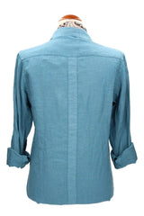 Camisa Cubana Lino Azul Índigo