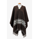 Poncho Marrón Banda Beige Rayas
