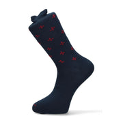 Navy Fleur-de-Lis Burgundy Sock