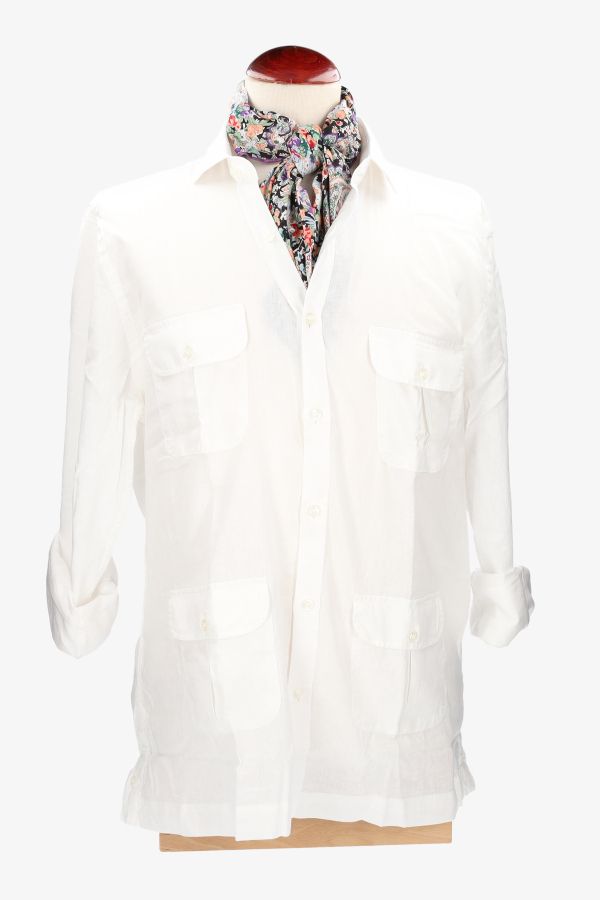 Camisa cubana lino blanco