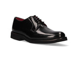 Black Leather Blucher with Rubber Sole