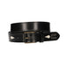 Black Leather Belt with Pineapple and Drawing