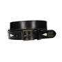 BLACK LEATHER BELT WITH PINEAPPLE AND DESIGN