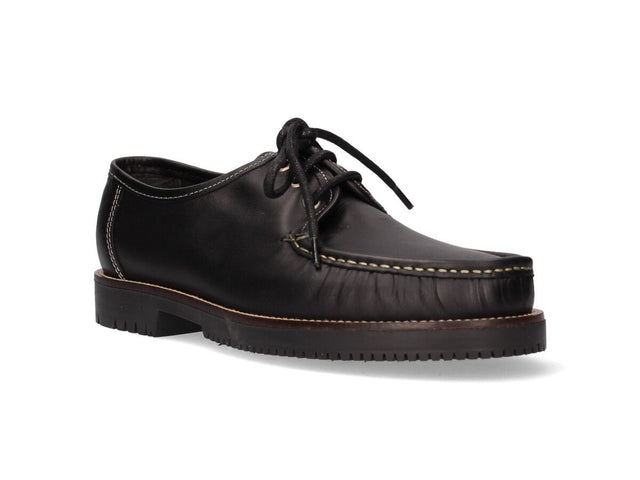 Black Lace-Up Moccasin