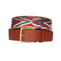 Ethnic canvas belt with leather tips
