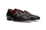 Black Double Buckle Moccasin