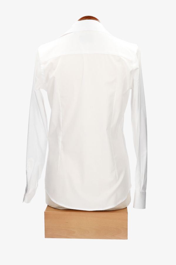 Camisa Mujer Popelín Blanco con Bordado Amazonas Marino