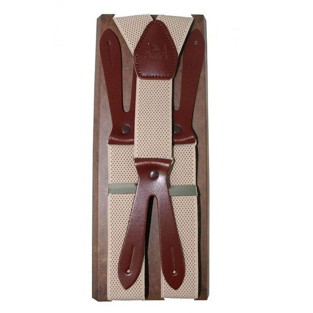 Beige dotted elastic suspenders 30 mm