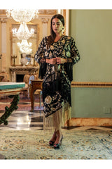 KIMONO BORDADO BEIGE-NEGRO