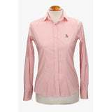 Camisa mujer popelín rosa con bordado amazonas marino