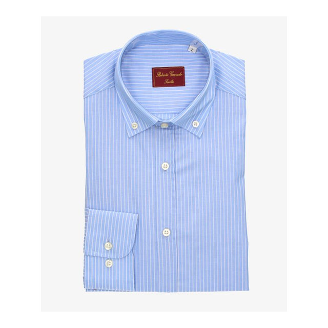 Camisa Popelon Celeste Lineas Blancas