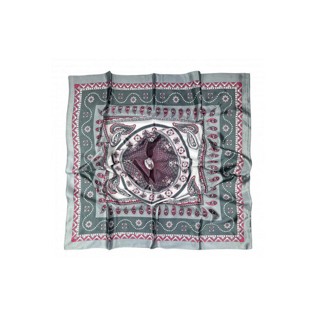 Pañuelo Adorno Cachemire Gris y Rojo