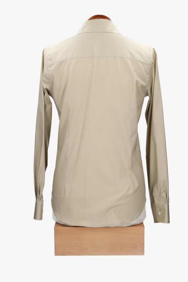Camisa Mujer Popelín Camel con Bordado Amazonas Marino