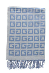 Bufanda Reversible con Estampado de Cuadros Azul/Gris