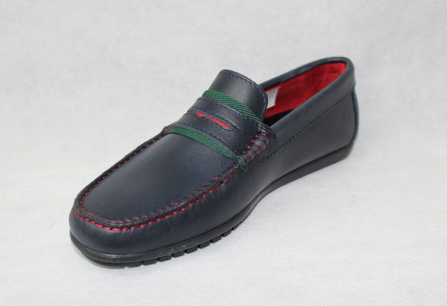 Navy Stitched Masked Moccasin