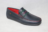 Navy Stitched Masked Moccasin