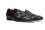 Navy Double Buckle Moccasin