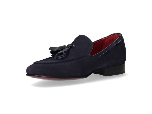 Burgundy Tuft with Navy Suede Tassels
