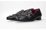 Navy Double Buckle Moccasin