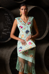 VESTIDO BORDADO VERDE AGUA